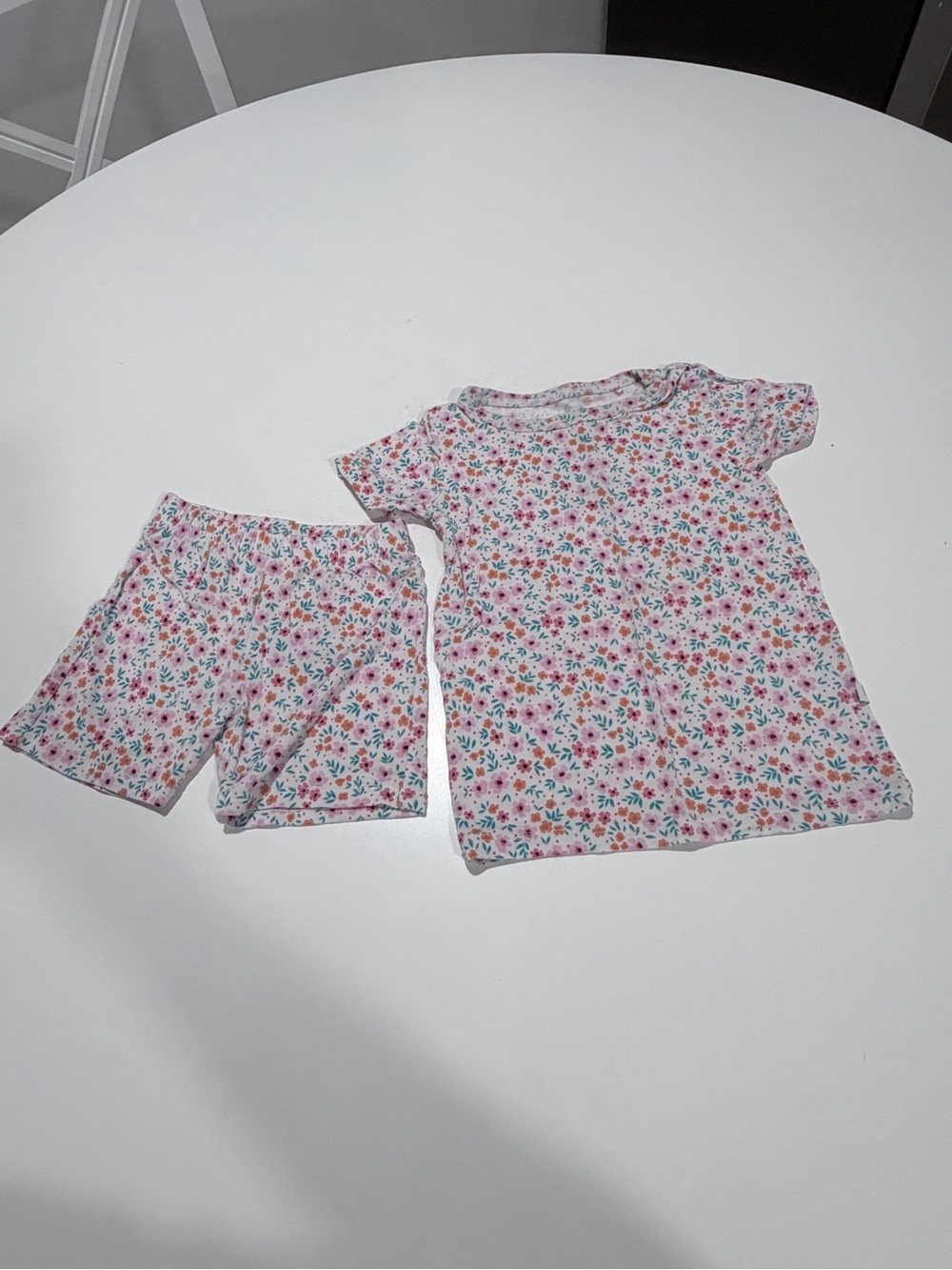 Posh peanut Baby girl pajama floral set - Pink Multi color